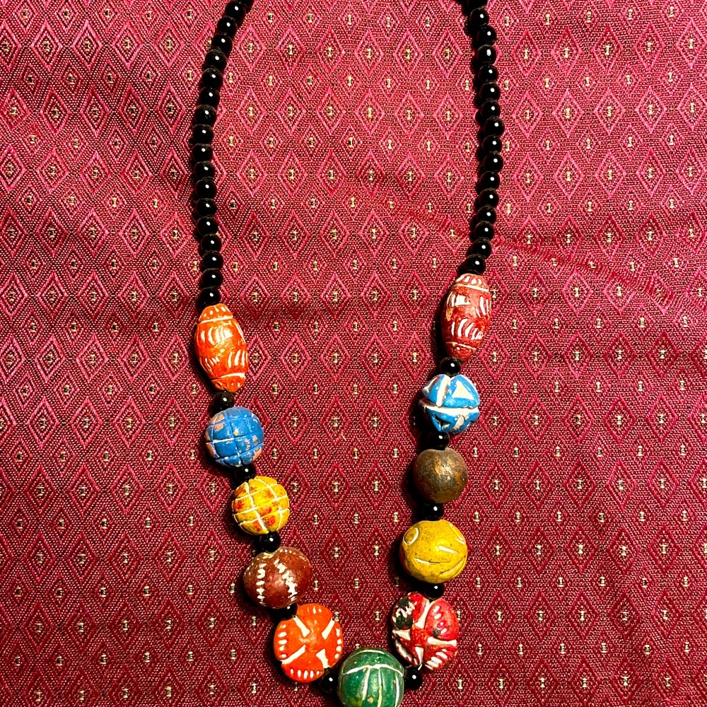 painted clay bead necklace from latin america